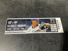 BREWERS 2015 TICKET STUB 6/13/15 VS NATIONALS~Joe Ross FIRST WIN