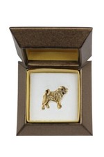 Shar Pei - Hundebrosche in dekorativer Box, elegante vergoldete Anstecknadel, Ja