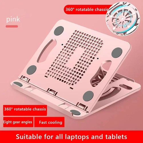 8 Levels Angle Adjustable Foldable Laptop Phone Stand for 14 in Laptop (Pink) UK