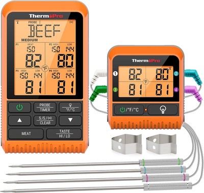 Wireless LCD Meat Thermometer for Grilling and Smoking 1000FT Grill Thermometer