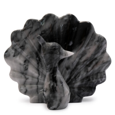 Serviettenhalter Pfau Marmor Grey Marble Peacock Napkin Holder Design H.11cm