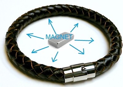 Magnetisches Leder Energie Magnet Armband Power Armband Gesundheit Bio Manschette Edelstahl
