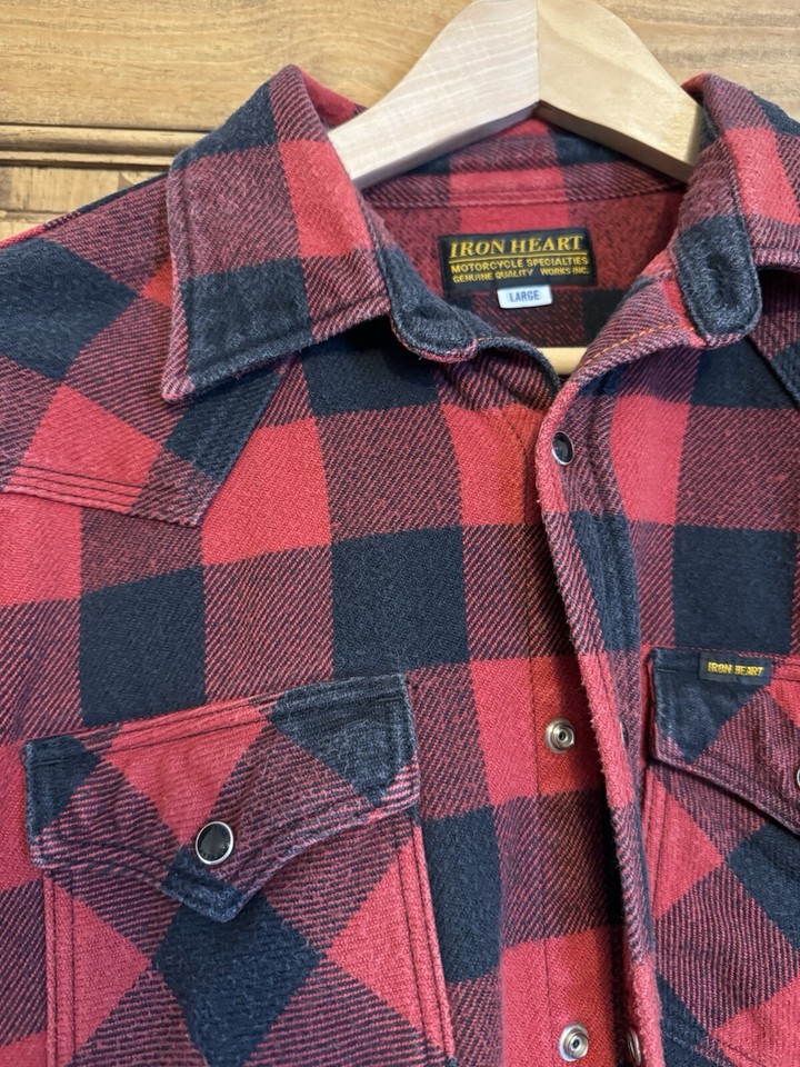 Iron heart IHSH232 Ultra Heavy Flannel Red/Black Buffalo Check eBay