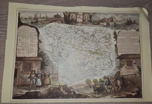  ancienne carte région département français Morbihan - Affiche Ancienne  Vintage - Picture 1 of 2