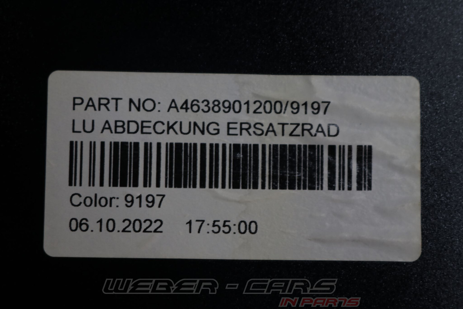 A4638901200 Spare Wheel Ring Cover Black OEM Mercedes W463 G-Class 