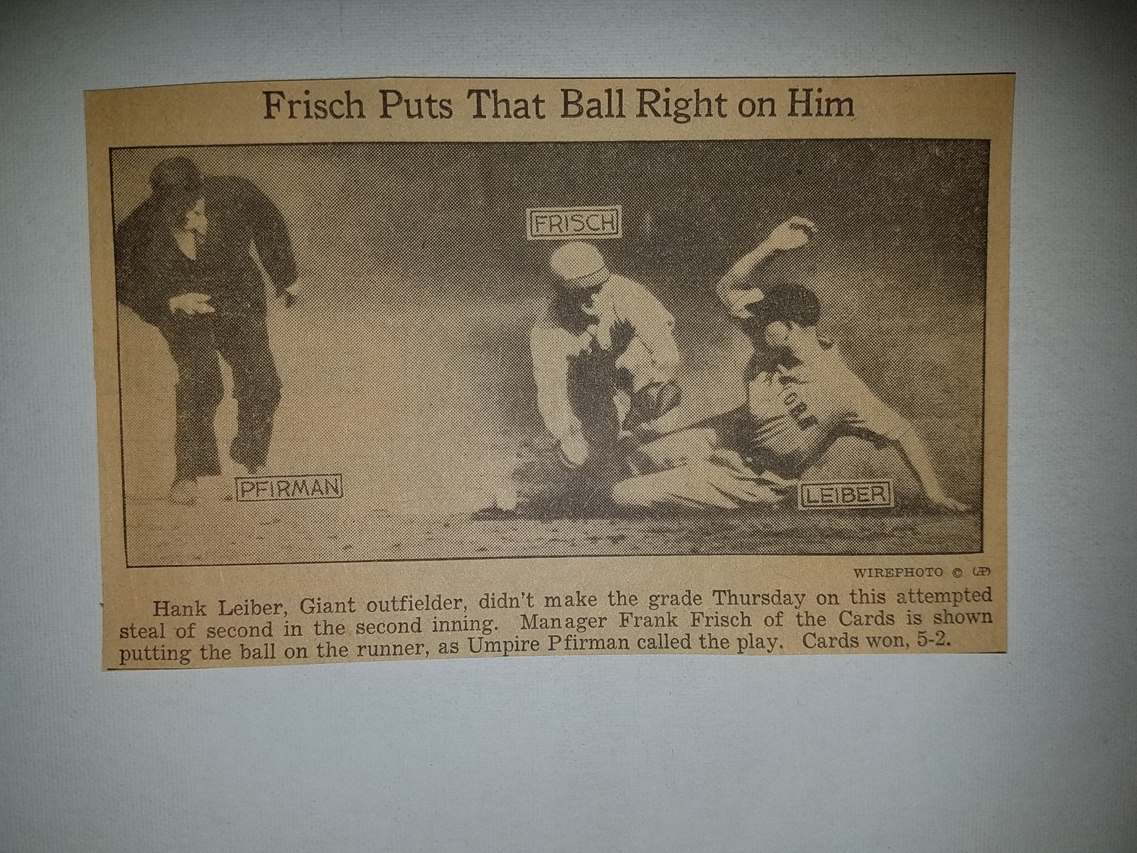 Hank Leiber Frankie Frisch Cy Pfirman 1935 Des Moines Register Picture