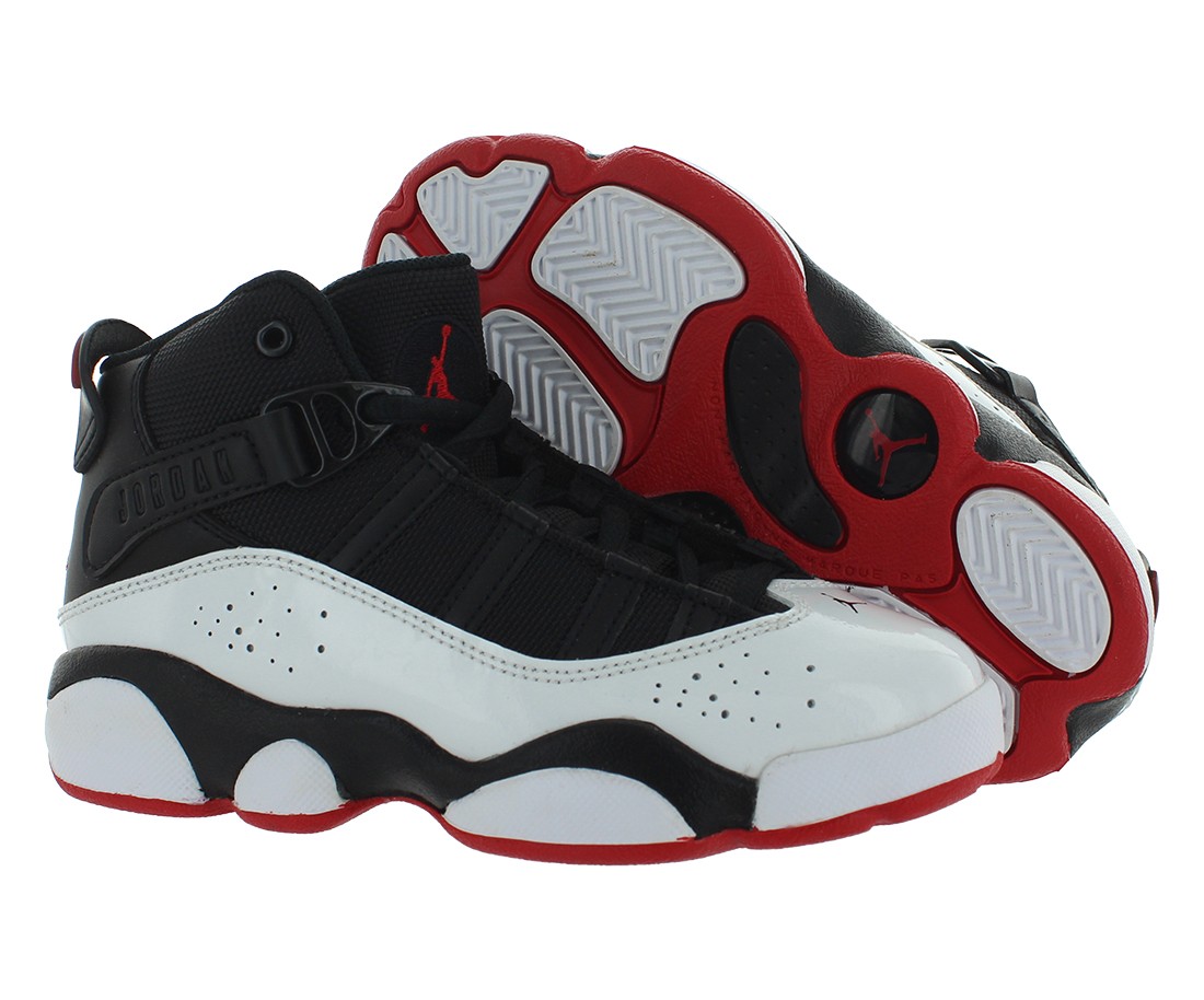 Кроссовки Nike Jordan 6 Rings PS для мальчиков, Размер 12, Цвет: Черный/Университетский красный/Белый