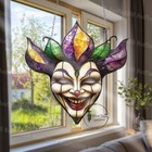 Colorful Jester Mask Window Hanging Decor – Carnival Art Sunlit Ornament
