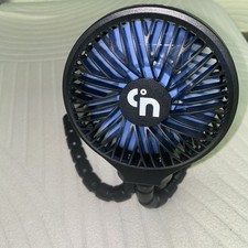 Black Stroller Rechargeable Portable Fan With Charger Cord