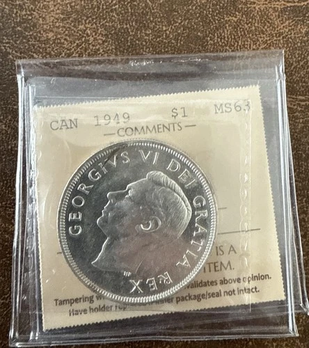 1949 Canada Silver Dollar - The Matthew - Newfoundland - MS63 ICCS