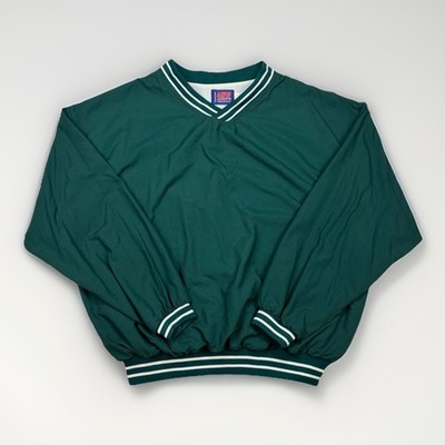 Vintage ASW Jackets Pullover Windbreaker XL USA Green Nylon V Neck