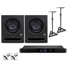PreSonus Quantum HD8 Interface with Eris Pro6 2nd Gen Pair, Stands Cables
