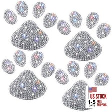 4 Pcs Bling Paw Print Car Decal Dog Paw Print Stickers Bling Rhinestone