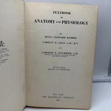 1938 Antique Classic School Book Textbook Of Anatomy & Physiology 10th Printing