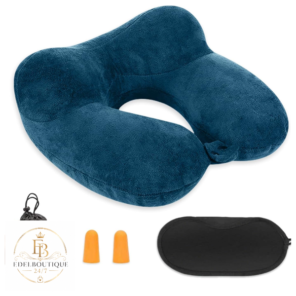 Aufblasbares Reisekissen Blau, Nackenkissen FüR Reisen, Ergonomisch, Leicht-image