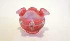 Fenton cranberry and white hand painted rose bowl- Frank M. Fenton