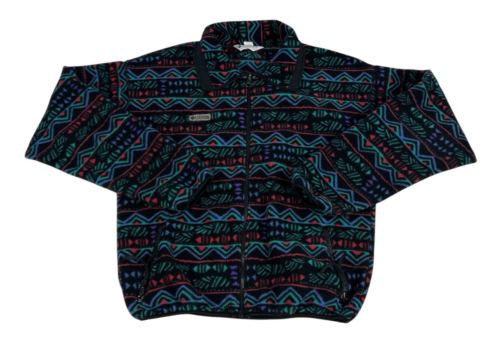 Vintage 90s Columbia Men's Aztec Fleece Full Zip Up Jacket USA Made Size Medium
