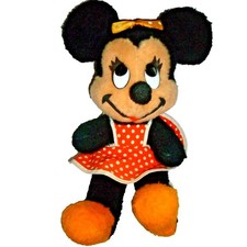 Vintage Disney Minnie Mouse Plush California Stuffed Toys Polka Dot Dress 12in