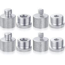 Moxweyeni 8 Pcs Mic Stand Adapter 5/8 3/8 inch, 1/4 Silver
