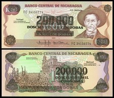 Nicaragua - 200000 on 1000 Cordobas 1985 (1990) UNC Pick 162 Lemberg-Zp