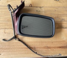 83-91 Porsche 944 Front Left Driver Side Rear View Door Mirror Red Oem