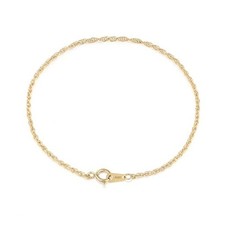 14K Gold Rope Bracelets, Thin Real Gold Dainty Twist Link Chain 7.0 Inches