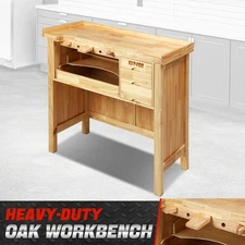 39" x 20" Heavy Duty Oak Plank Wooden Workbench Garage Work Table w/ 4 Drawers