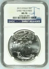2015 Silver Eagle Early Releases MS70 Blue Label