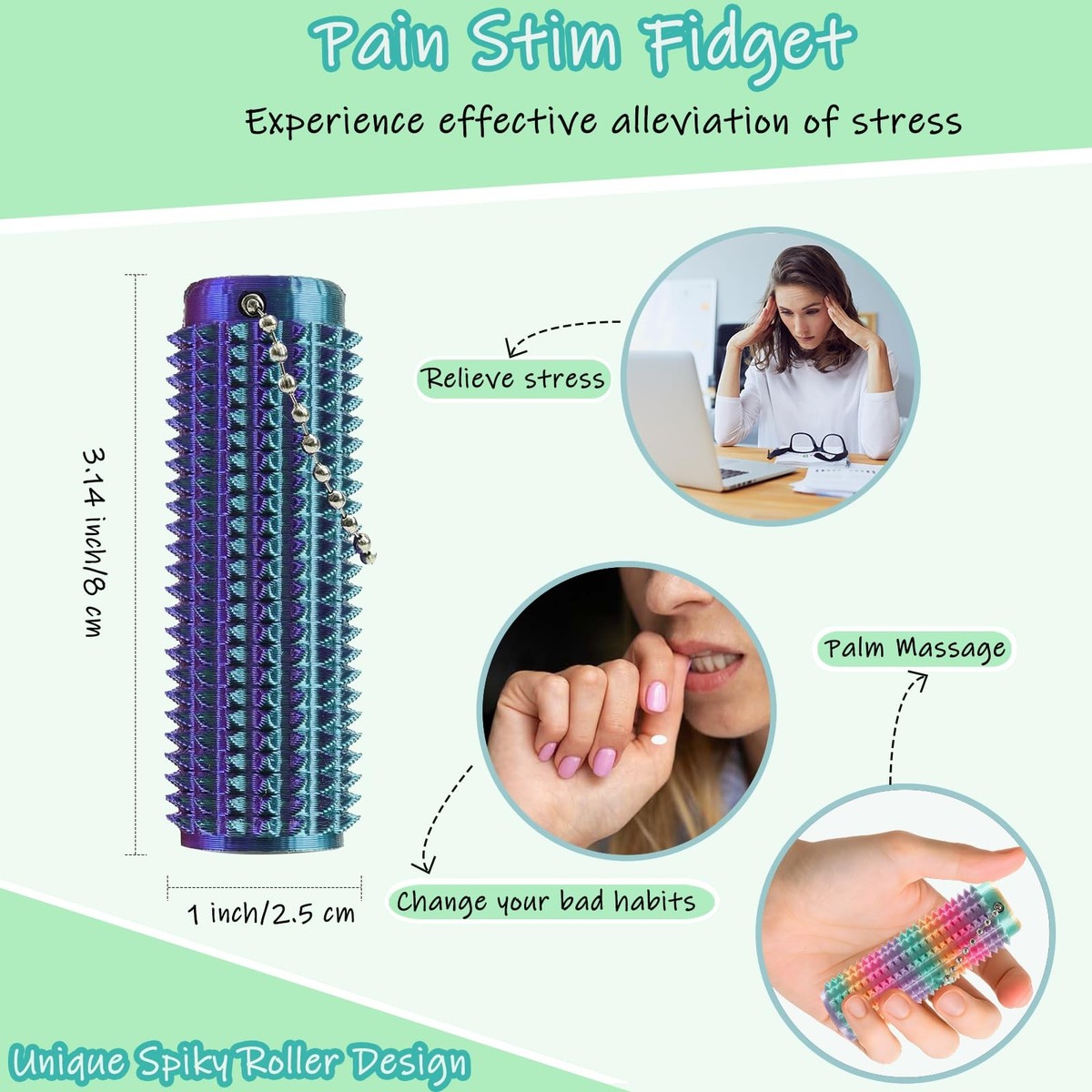 OBEST Little Ouchies Pain Fidget (4 Pezzi) – Giocattolo Sensoriale Con Punte In Silicone, Antistress Portachiavi Per Adulti E Bambini - 3