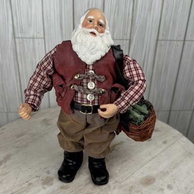 Clothtique Santa Possible Dreams Fishing Santa Basket Of Fish 10  Tall