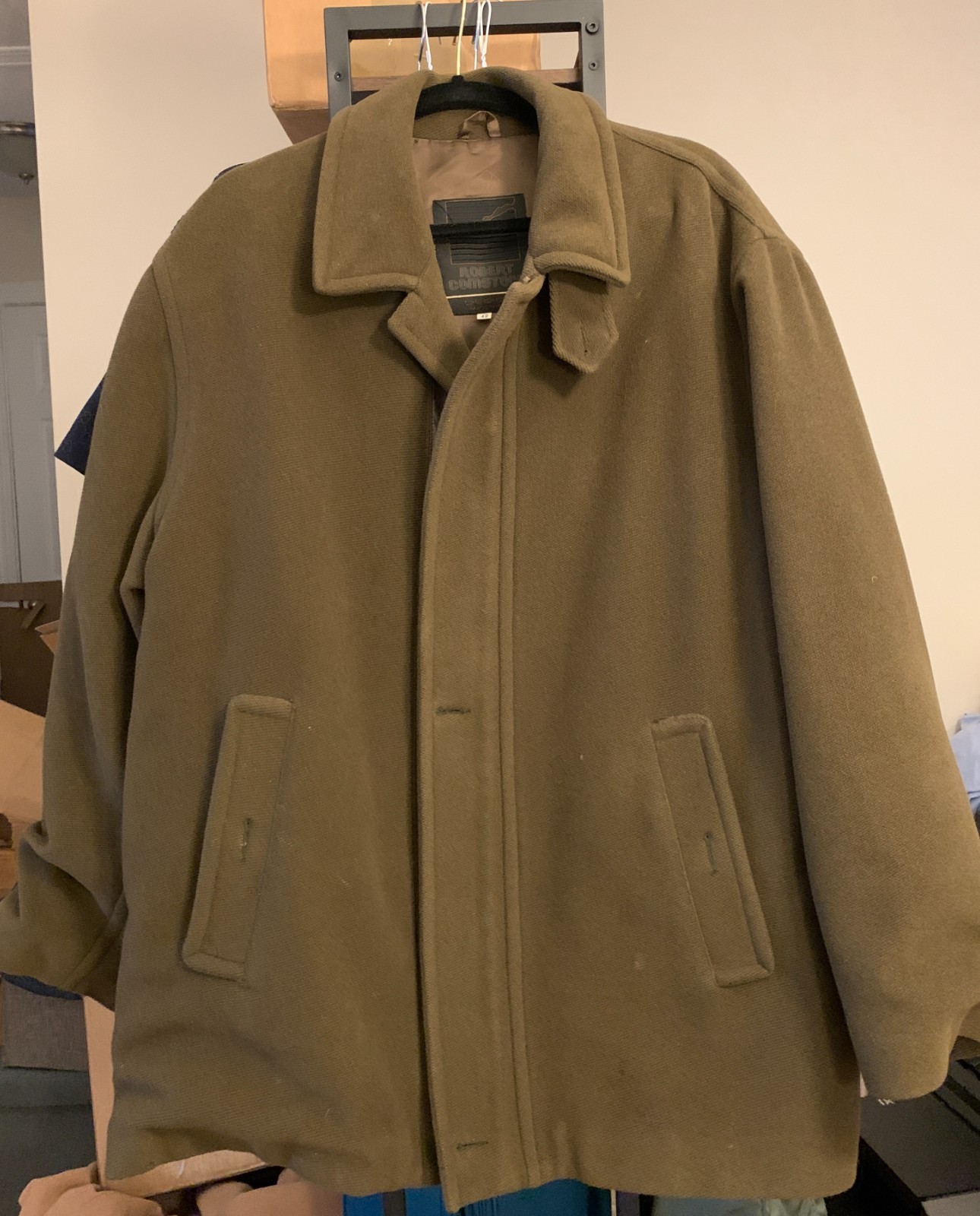 Robert Comstock Design Made in Italy Wool-Cashmere Overcoat w/ Leather Accents