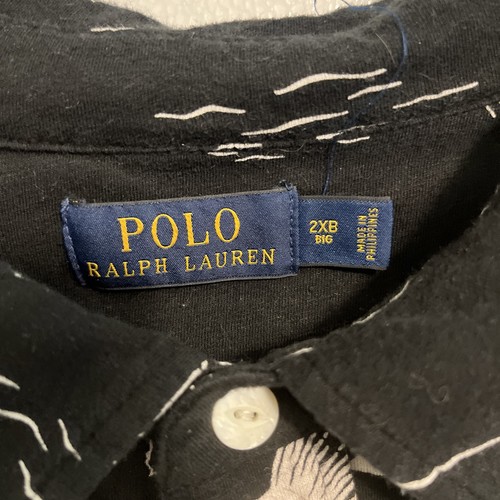 Polo Ralph Lauren Men's 2XB Big Swordfish Polo Shirt Black Linen Blend Pony Logo - Picture 6 of 9