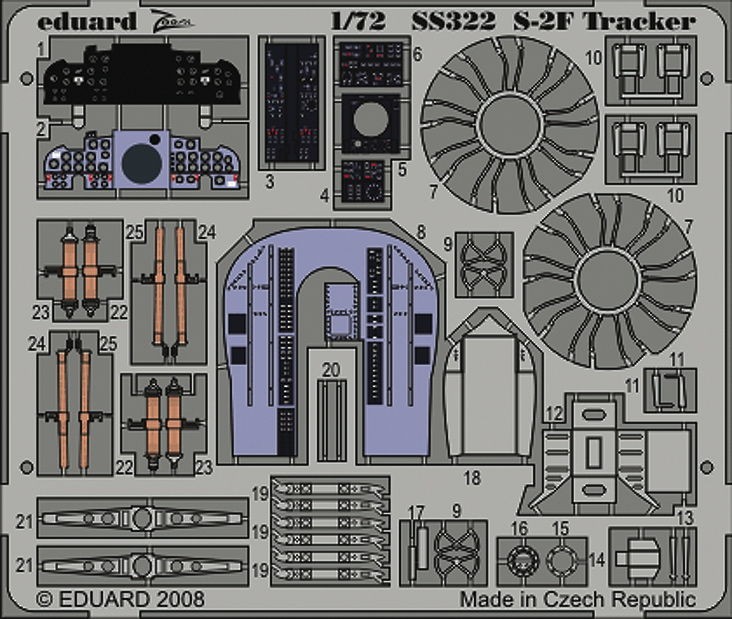 Eduard Accessories SS322 - 1:72 S-2F For Hasegawa Model Kit - Etched Set - New