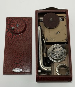 THORENS RED "EXCELDA" PORTABLE GRAMOPHONE RECORD PLAYER SWISS 1930-1940'S WORKS!