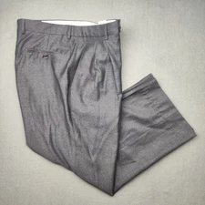 Paul Fredrick Pants Men 36x27 Gray Pleated Wool Dress Slacks Trousers Work Italy