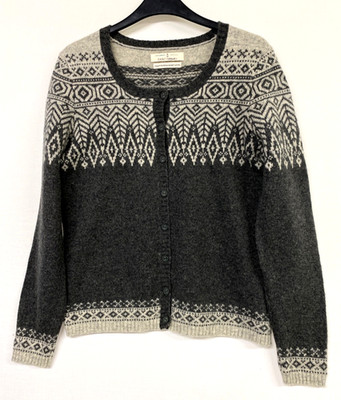 Seasalt Fair Isle Cardigan UK 10-12 Grey Pure Wool 856