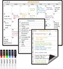 JJPRO Magnetic Monthly Calendar Whiteboard Set for Fridge-Monthly Planning Board