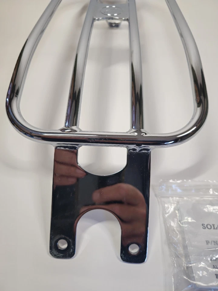 Indian Scout OEM Chrome Solo Luggage Rack Part # 2880900-156 In Original Box  - Image 3 of 4