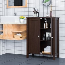 Bathroom Floor Storage Cabinet, Free Standing Storage Organizer, Double Door