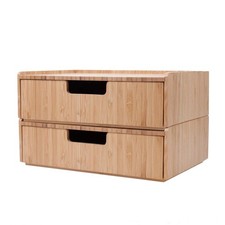 Mobilevision Bamboo Drawer 2 Pack Combo Set Stackable Storage Solution for of...
