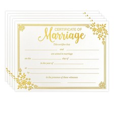 25 PCS Gold Foil Marriage Certificates 11x8.27 Inch Blank Thick Paper