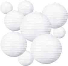 BEISHIDA 10Pcs White Paper Lanterns Decorative 4  6  8  10  12 Inch, Whtie