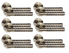 Knurled Door Handles Diamond Cut T-Bar Antique Brass 1 to 6 Pair Bath Lock Set