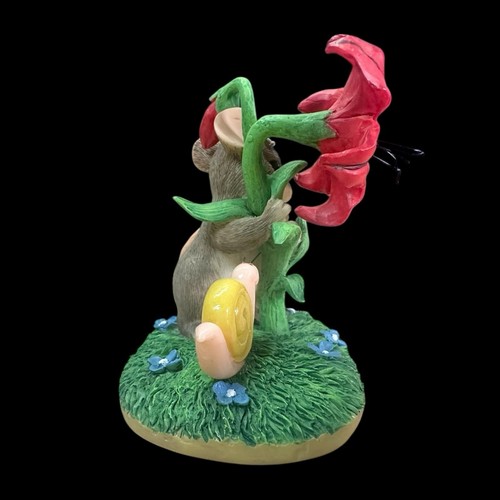 Charming Tails Peek A Boo In Posies Summer Spring Red Flowers Mouse Figurine - Afbeelding 3 van 7
