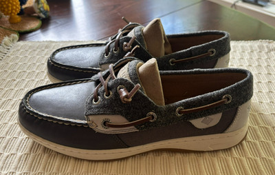 NEW Women's Sperry Rosefish 3 Eye Wool Dark Grey Shoes 7.5M STS85548