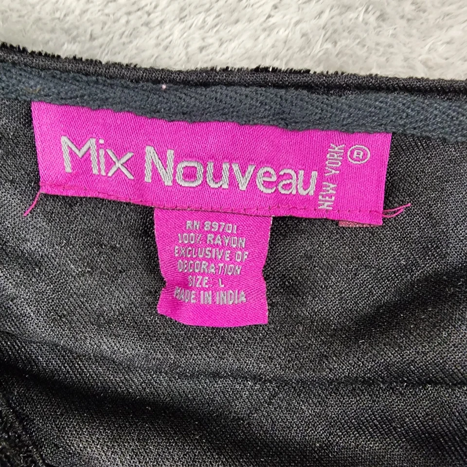 Mix Nouveau Falda Mujer Grande Negro Terciopelo Paisley Boho Volantes en Niveles Midi Foto 3 de 4