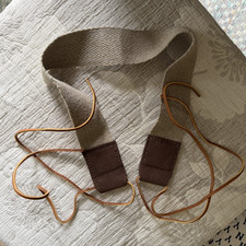 Vintage Style Woven Hemp/Linen Trump line Pack Strap Leather Ties Reenactment