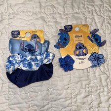 New Disney x Primark Stitch Flower Hair Clips Ponytail Holders Scrunchies Lot