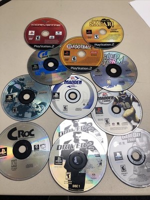 J4 Sony PlayStation 1 & 2 (PS1 & PS2) Discs Only - Driver, Croc, Cabela, Madden