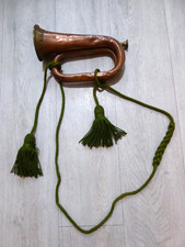 Military Brass  Copper Bugle with Tassels / Shoulder Strap Vintage